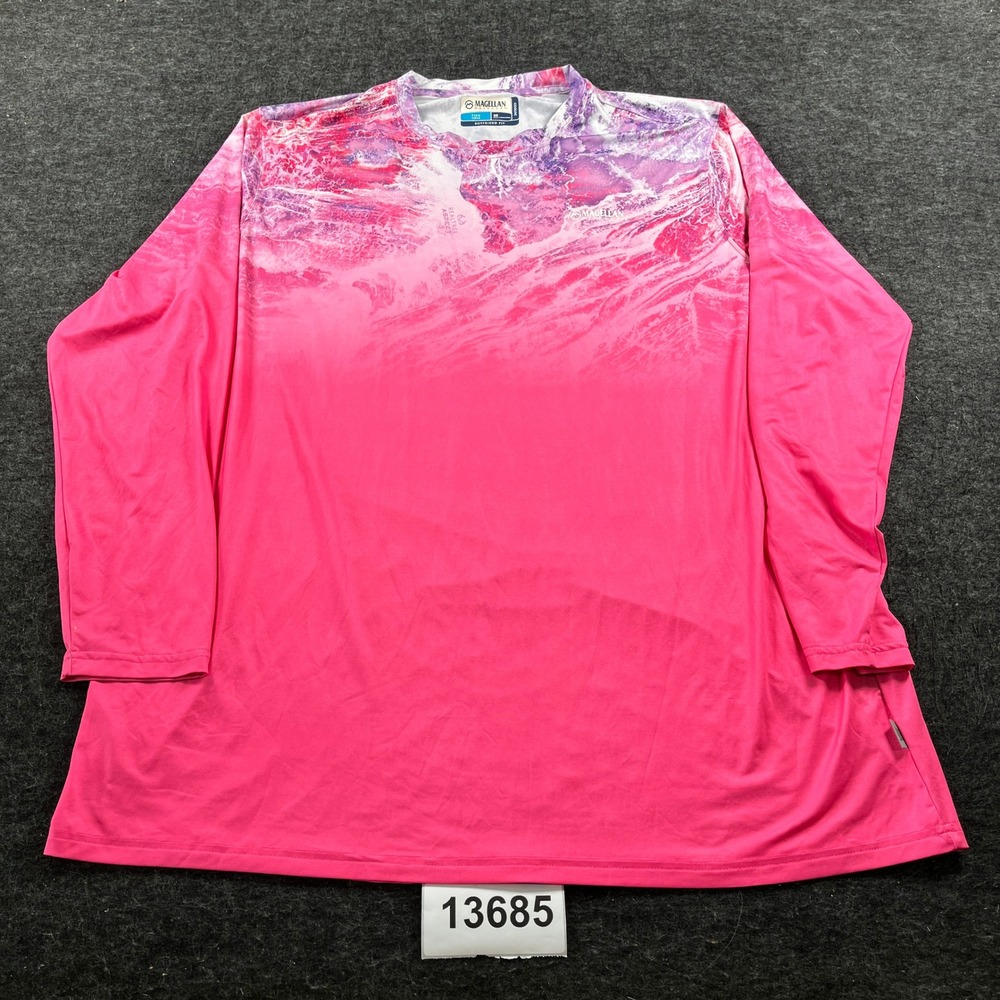 Magellan Outdoor Fish Gear Shirt Women 2X Pink Long Sleeve Cooling Boyfriend Fit